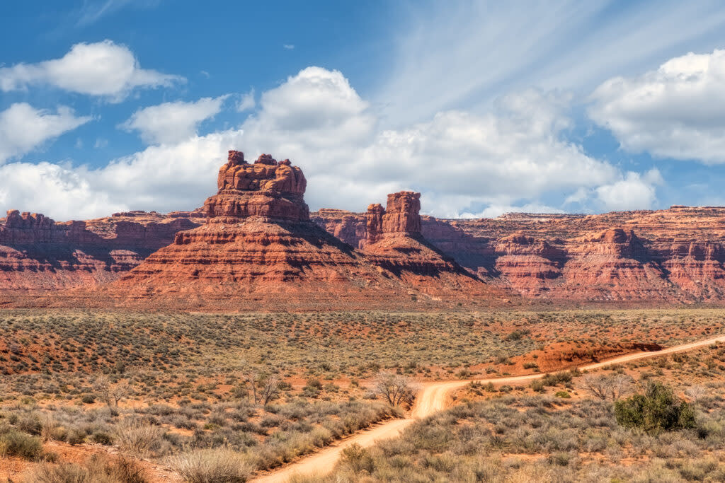 Sandstone structures in Valley of the Gods, part of the Bears Ears National Monument near Mexican Hat, Utah. (Don Miller/Getty Images)