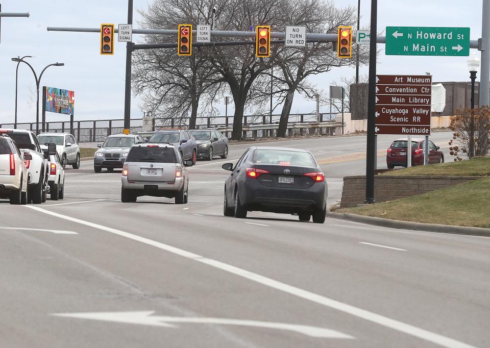 Martin Luther King Jr. Boulevard between the Market Street overpass and North Broadway, pictured in 2022, has been listed as one of the top vehicle crash areas in Summit County.