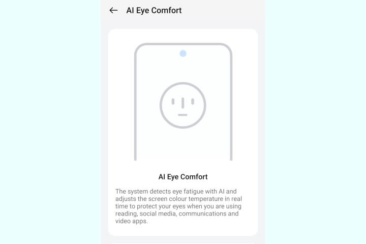 Realme UI AI eye protection feature.