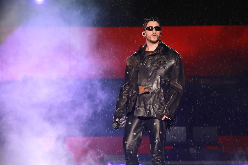 Onstage at his “P FNK R” concert at Hiram Bithorn Stadium in Puerto Rico on Dec. 10, 2021<span class="copyright">Gladys Vega—Getty Images</span>