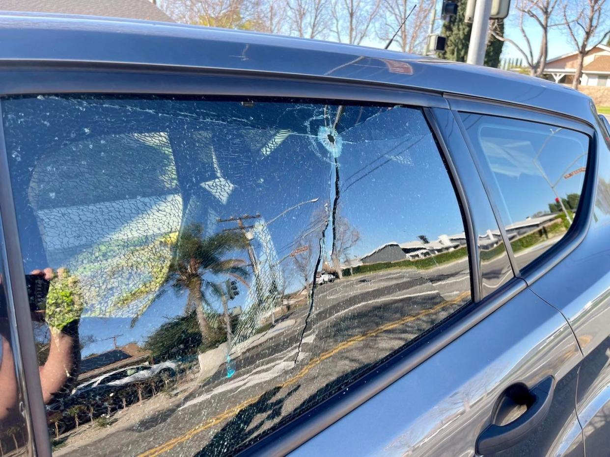 Gunfire damaged the rear window of a victim's vehicle during an alleged road rage incident on Highway 118 on Friday, Jan. 21, 2022, the California Highway Patrol reported.