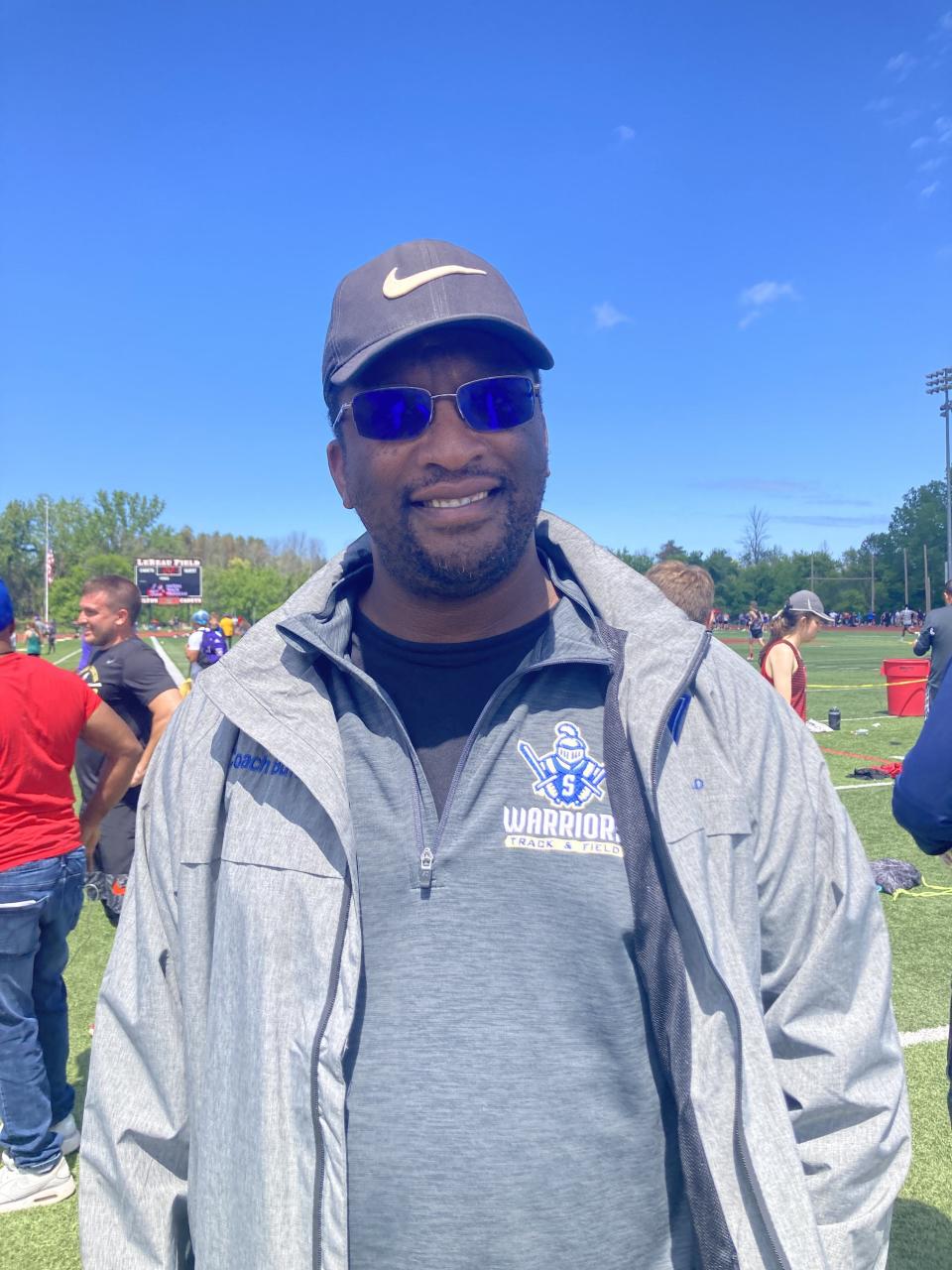 Webster Schroeder assistant outdoor track and field coach Matt Buffum.