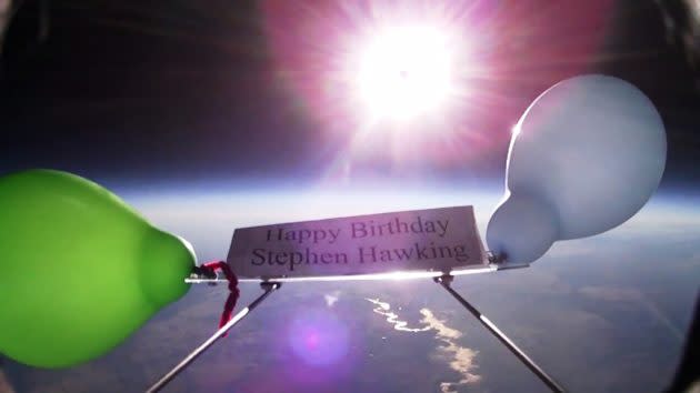 High-altitude balloon tribute to Stephen Hawking