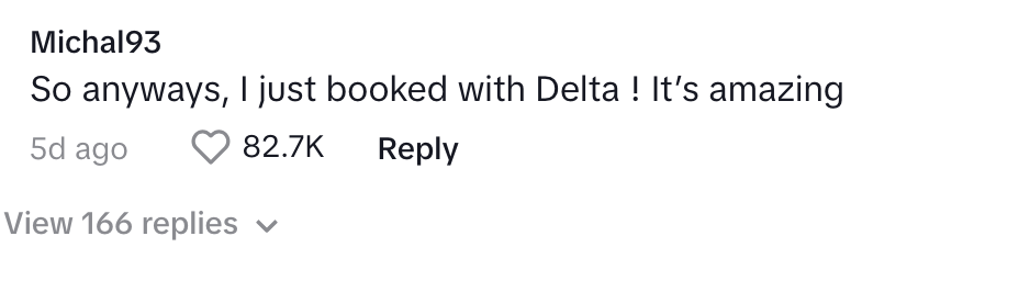 "I just booked with Delta !"