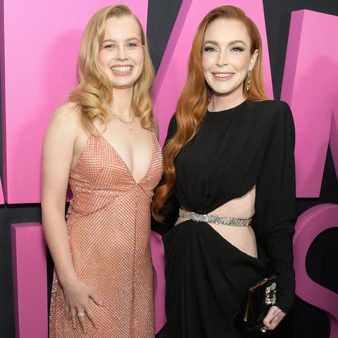 <p>Kristina Bumphrey/Variety via Getty</p> Angourie Rice and and Lindsay Lohan at the premiere of <em>Mean Girls</em>, the musical film, in New York City on Jan. 8, 2024