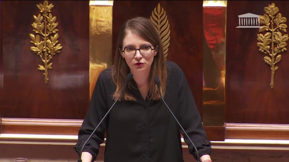 La présidente du groupe Renaissance à l'Assemblée nationale, le 20 mars 2023, à l'occasion des motions de censure après l'usage du 49.3 par Élisabeth Borne - Assemblée nationale