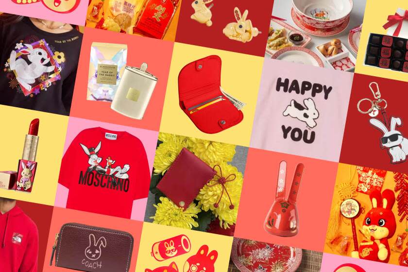 A collection of Year of the Rabbit themed clothing and gift items to celebrate Lunar New Year