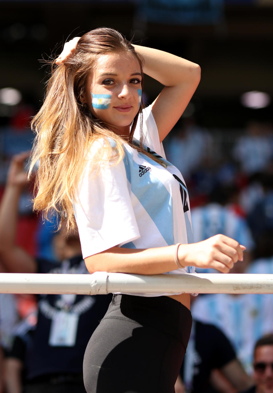 <p>An Argentina fan enjoys the atmosphere prior to the 2018 FIFA World Cup Russia group D match between Argentina and Iceland at Spartak Stadium on June 16, 2018 in Moscow, Russia. (Photo by Ryan Pierse/Getty Images) </p>