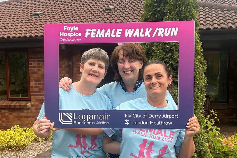 Foyle Hospice Nursing Staff  modelling this year’s Female Walk Run t-shirt ahead of the event on June 9