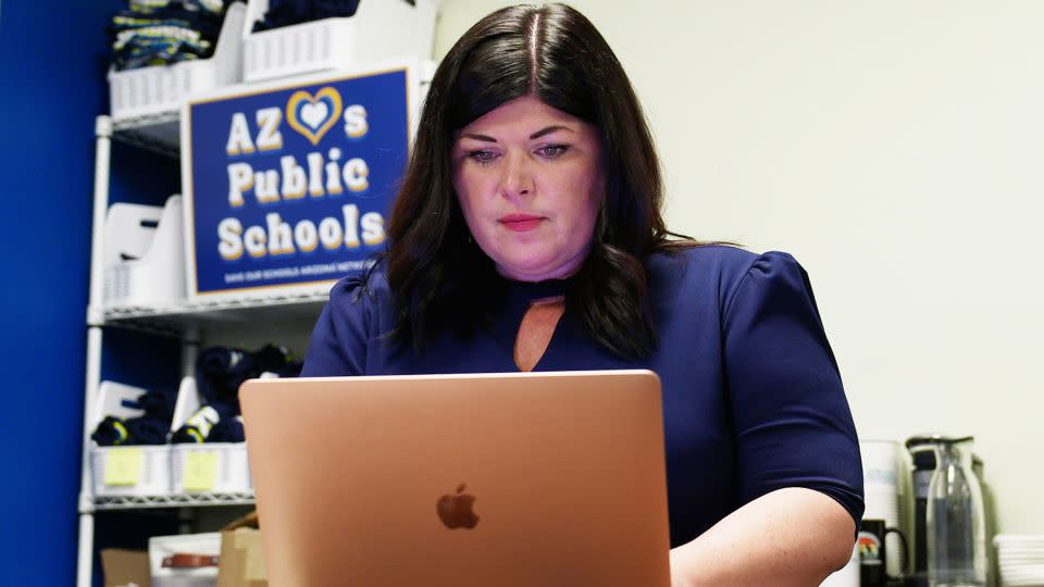 Beth Lewis, a former public school teacher, now leads Save Our Schools Arizona, a group that advocates against the state’s voucher program. - Jeremy Harlan/CNN