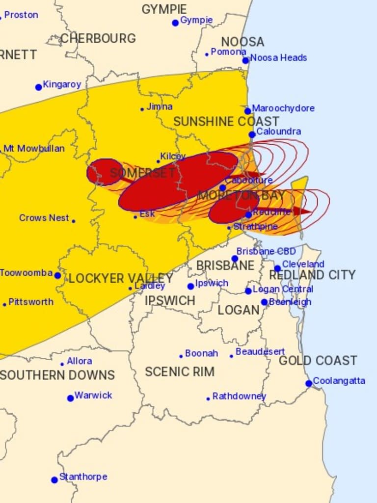 Heavy thunderstorms have touched down on Saturday morning with residnts urged to stay in doors and avoid driving in dangerous conditions. Photo: Bureau of Meteorology