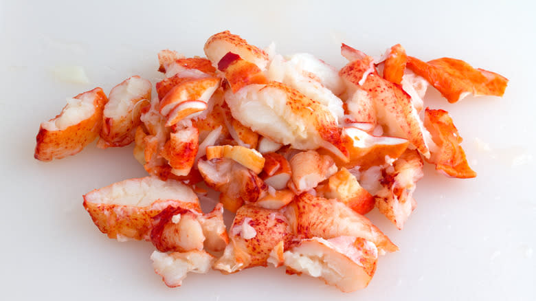 Chunks of cooked lobster meat