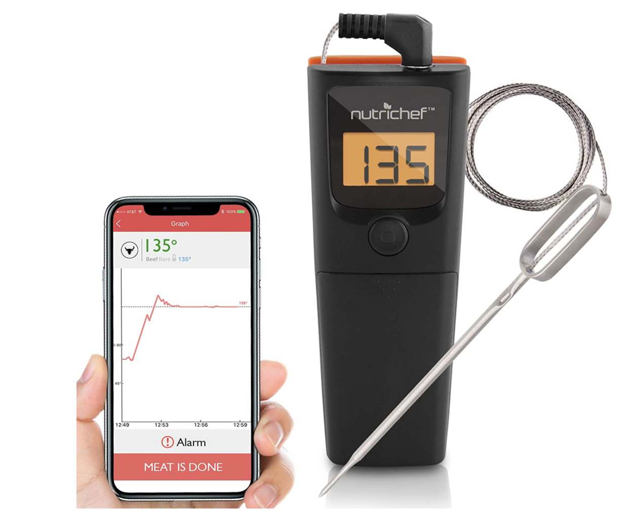 bluetooth meat thermometer, Nutrichef Bluetooth BBQ Thermometer