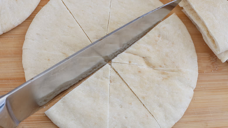 pita bread cut into 8 triangles