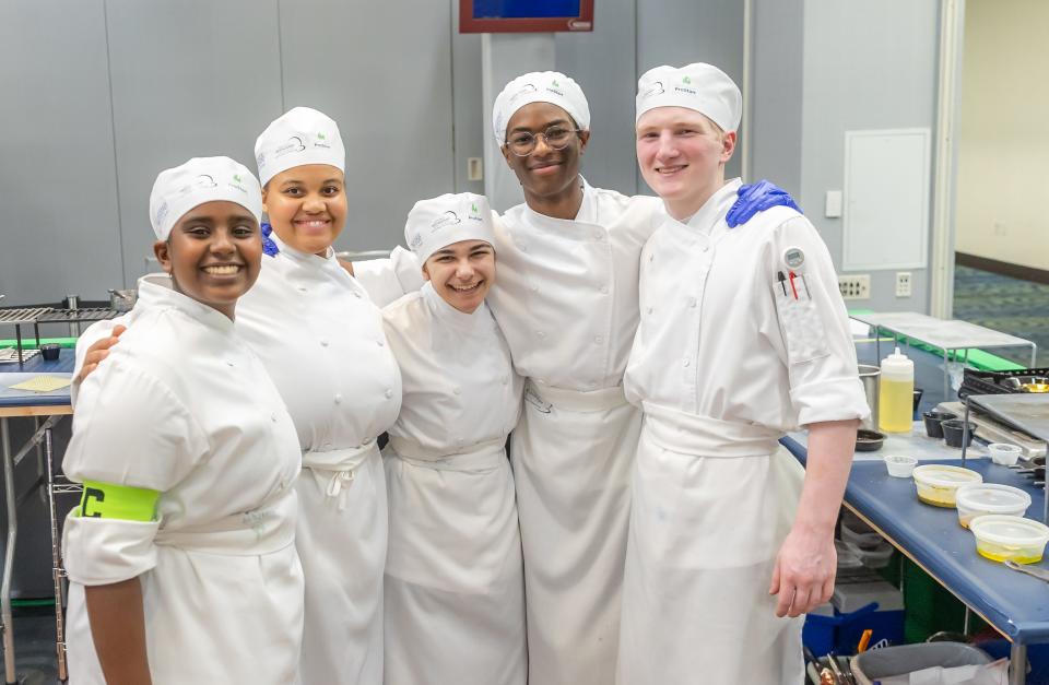 Sophie Dorado, Carmen Hensley, Yamir Garver, Mazin Ahmed and Charles Salowich are part of culinary team at  Plymouth Canton Educational Park culinary arts program.