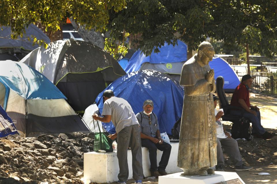 Homeless encampment at MacArthur Park.