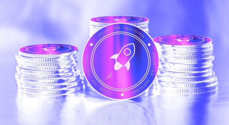 A concept image for the Stellar (XLM) token with a purple filter.