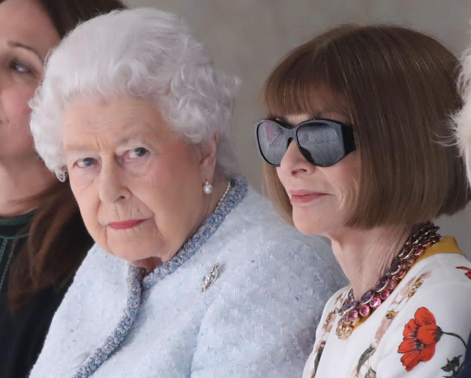 The pair took their seats, and the Queen's face said it all. Photo: Getty