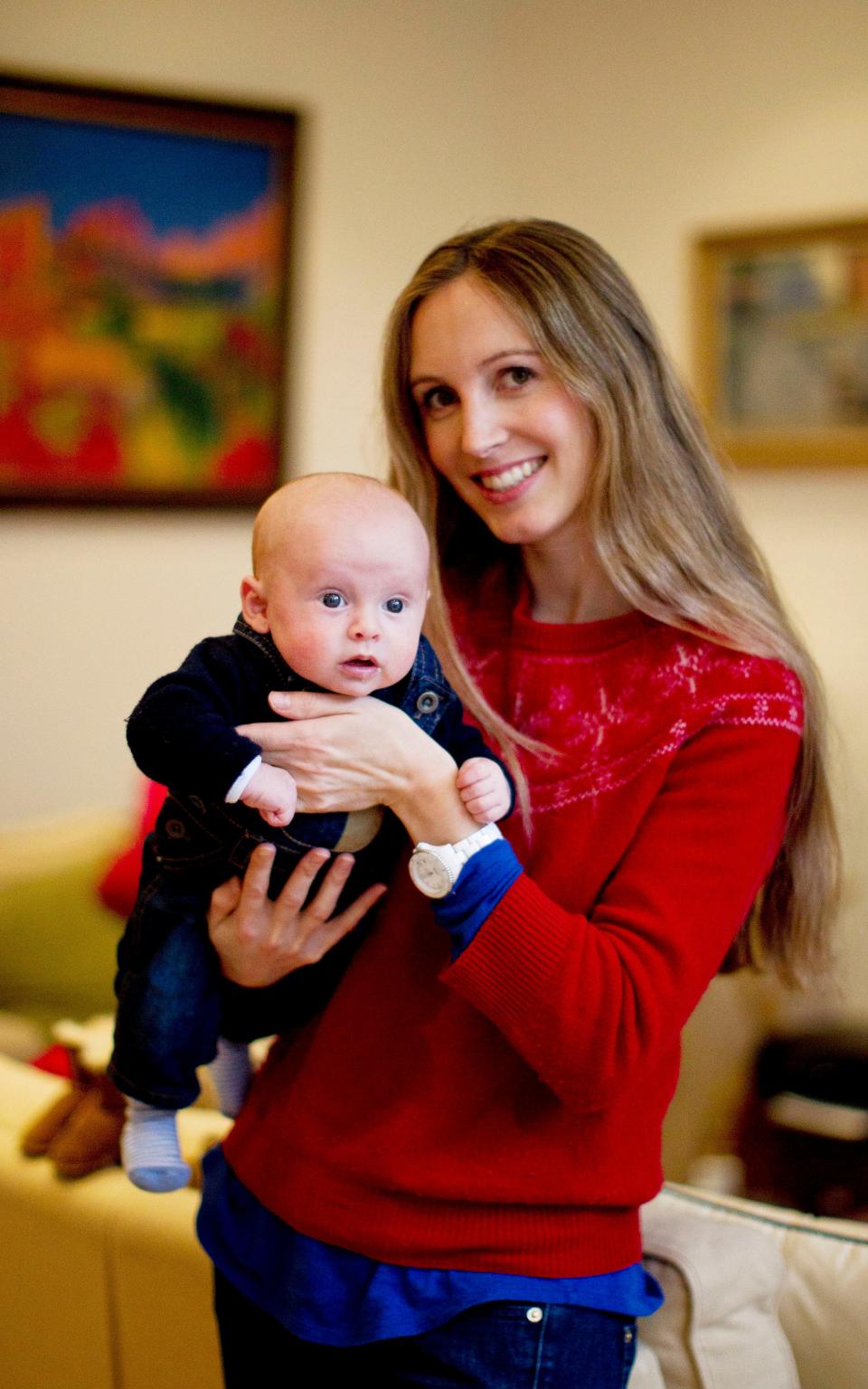 Anna Tyzack with baby Hector in 2013 - Credit:  Heathcliff O'Malley