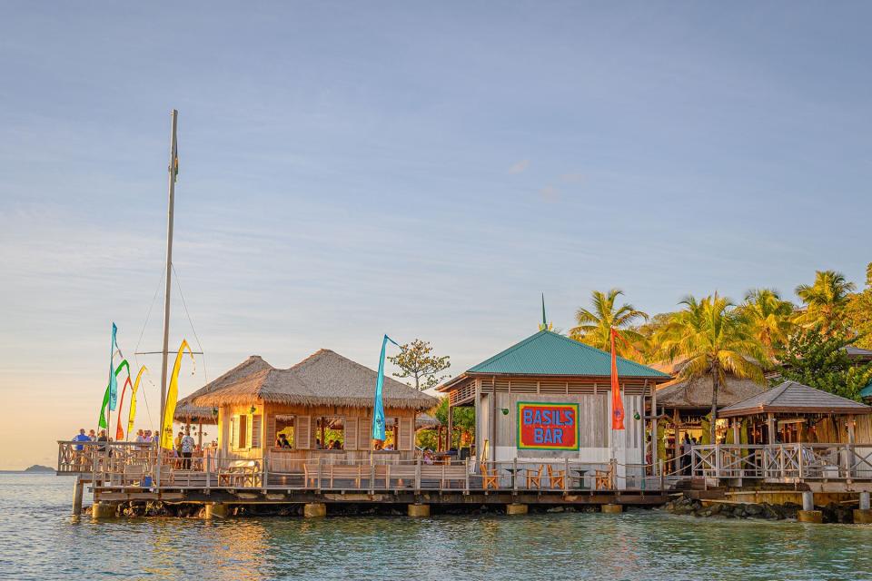 Exterior of Basil's Bar over the water on Mustique Island