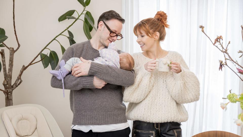 Kevin Clifton and Stacey Dooley with baby Minnie