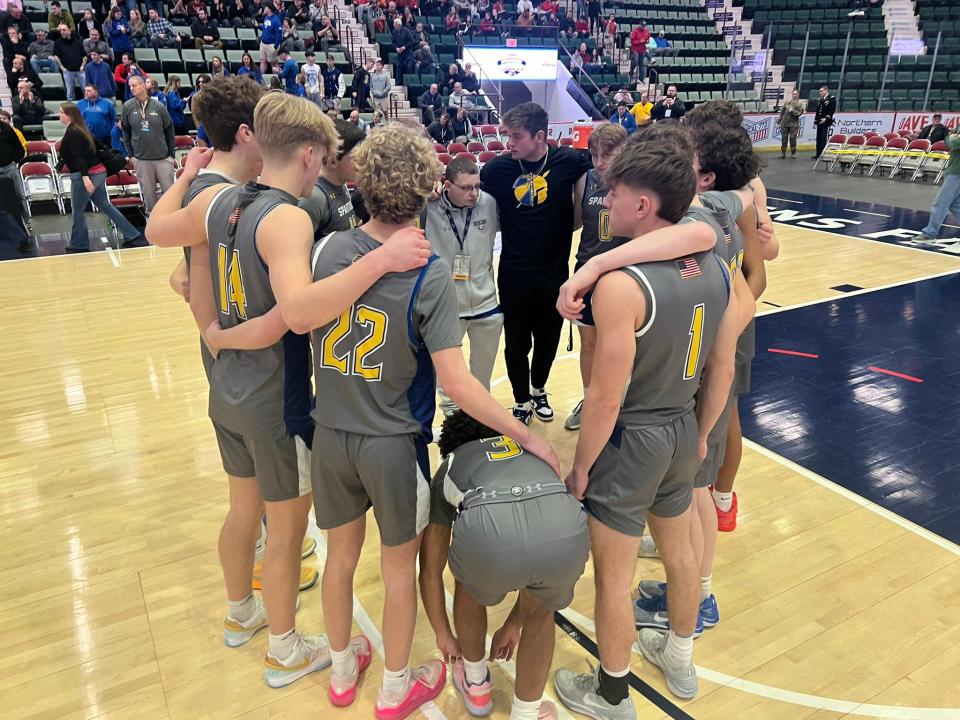 Maine-Endwell's boys fall to Glens Falls, 91-46, in Class A state basketball semifinal in Glens Falls, March 15, 2024.