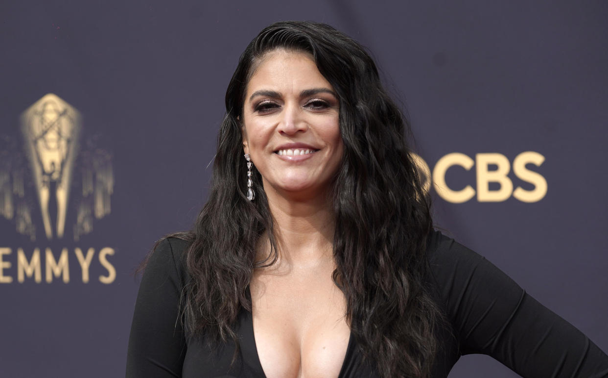 Cecily Strong arrives at the 73rd Primetime Emmy Awards on Sunday, Sept. 19, 2021, at L.A. Live in Los Angeles. / Credit: AP Photo/Chris Pizzello