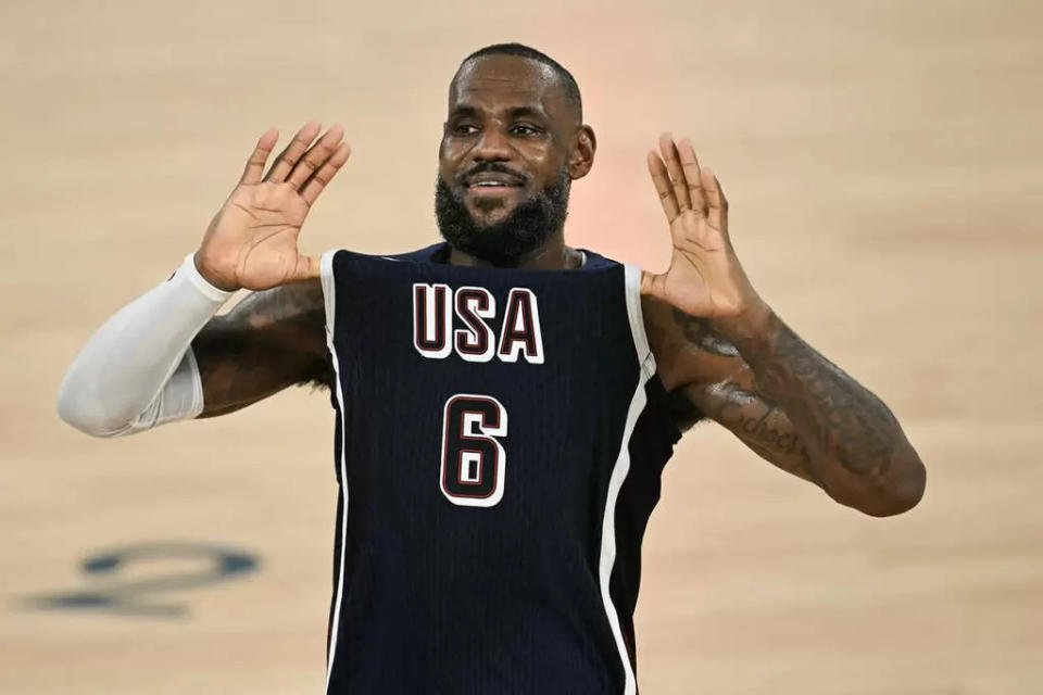 洛衫磯奧運時詹姆斯(LeBron James）已經43歲。法新社