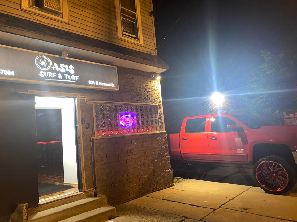 The Oasis Surf & Turf restaurant on North Howard Street in Akron, where police say a woman was shot in August following an argument in a bathroom.