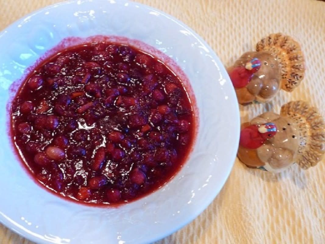 <p>Moore or Less Cooking</p><p>Kick your cranberry sauce up a notch and add candied orange and ginger!</p><p><strong>G</strong><strong>et the recipe: </strong><a href="https://mooreorlesscooking.com/2011/10/candied-orange-and-whole-berry-cranberry-sauce/" rel="nofollow noopener" target="_blank" data-ylk="slk:Candied Orange & Whole Berry Cranberry Sauce;elm:context_link;itc:0;sec:content-canvas" class="link rapid-noclick-resp"><strong>Candied Orange & Whole Berry Cranberry Sauce</strong></a></p>