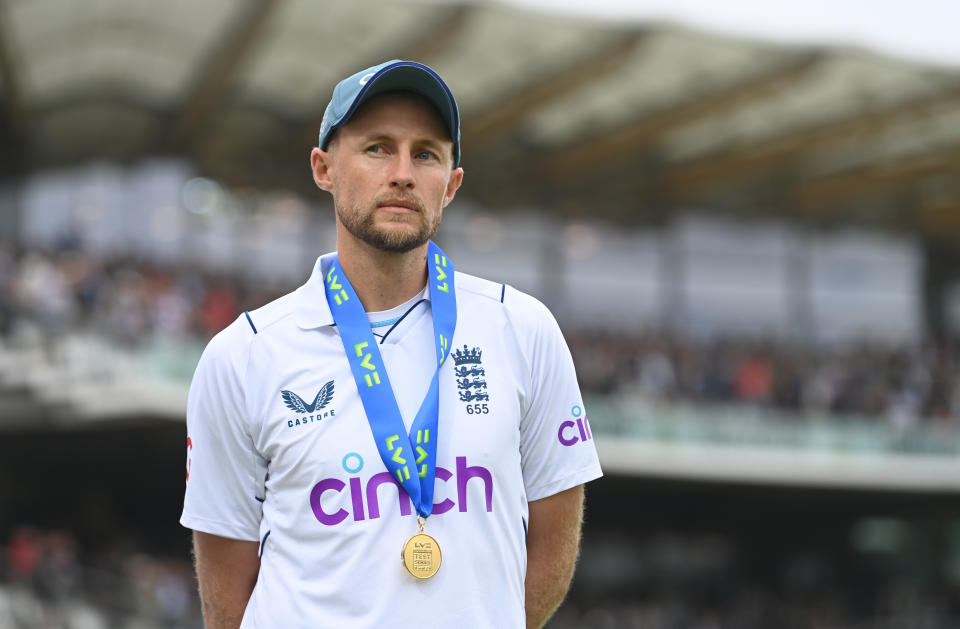 Joe Root (pictured) with his man of the match medal after England's victory agains New Zealand.