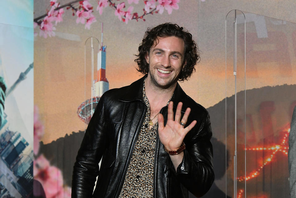 KYOTO, JAPAN - AUGUST 23:  Aaron Taylor-Johnson attends the 'Bullet Train' stage greeting at Toho Cinemas Kyoto on August 23, 2022 in Kyoto, Japan.  (Photo by Jun Sato/WireImage)