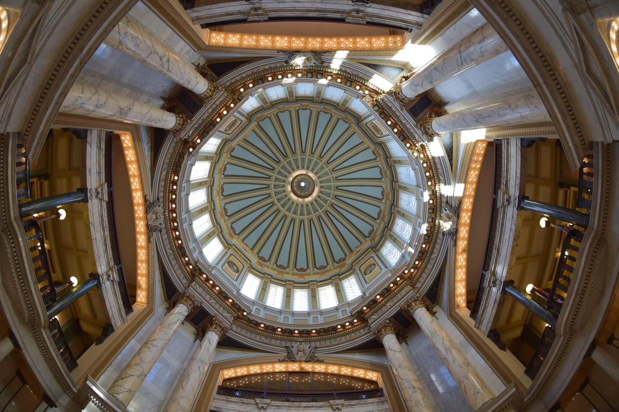 The dome of the Capitol building is illuminated by full sun on the first day of the Mississippi Legislature for 2020 on Tuesday, Jan. 7, 2020 in Jackson, Miss.