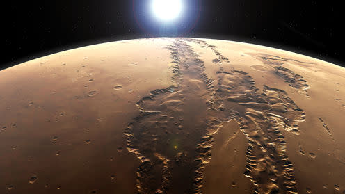 <span class="caption">Hospitable? Valles Marineris on Mars.</span> <span class="attribution"><span class="source">Kevin Gill from Nashua, NH, United States</span>, <a class="link " href="http://creativecommons.org/licenses/by-sa/4.0/" rel="nofollow noopener" target="_blank" data-ylk="slk:CC BY-SA;elm:context_link;itc:0;sec:content-canvas">CC BY-SA</a></span>