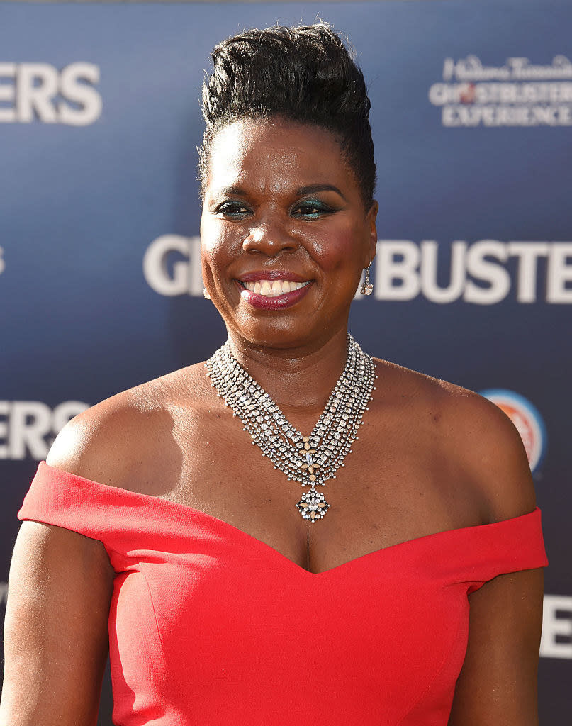 A closeup of Leslie Jones