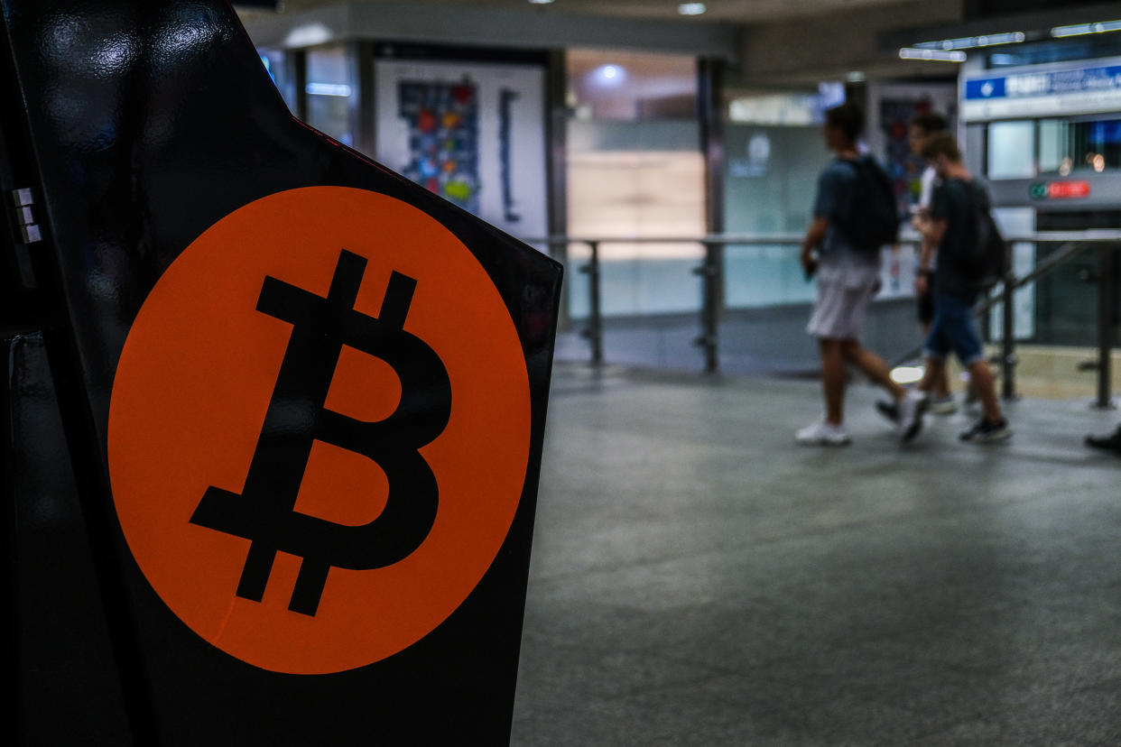 KRAKOW, POLAND - 2021/06/10: A bitcoin hotspot is pictured inside a shopping mall. (Photo by Omar Marques/SOPA Images/LightRocket via Getty Images)