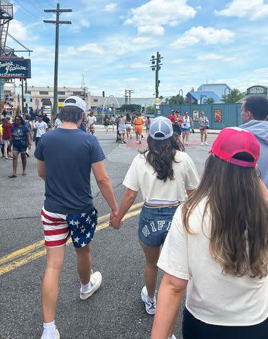 <p>Millie Bobby Brown/Instagram</p> Millie Bobby Brown and Jake Bongiovi hold hands at Universal Studios in Orlando, Florida.