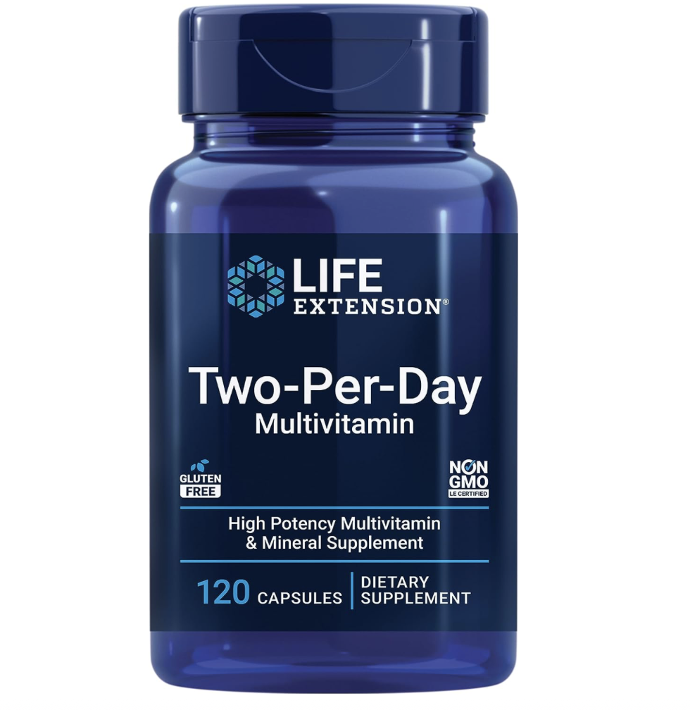 <p><a href="https://www.amazon.com/Life-Extension-Multivitamin-Supplement-Capsules/dp/B01IROPPR8/ref=asc_df_B01IROPPR8/?tag=syn-yahoo-20&linkCode=df0&hvadid=666769371311&hvnetw=g&hvrand=14483135595922638801&hvdev=c&hvlocphy=9004249&hvtargid=pla-888126005677&psc=1&gclid=EAIaIQobChMI8rj2nNangQMVa_SUCR0LTggmEAQYBCABEgLFifD_BwE&ascsubtag=%5Bartid%7C2140.g.45125367%5Bsrc%7Cyahoo-us" rel="nofollow noopener" target="_blank" data-ylk="slk:Shop Now;elm:context_link;itc:0;sec:content-canvas" class="link rapid-noclick-resp">Shop Now</a></p><p>Two-Per-Day Multivitamin</p><p>amazon.com</p><p>$17.22</p>