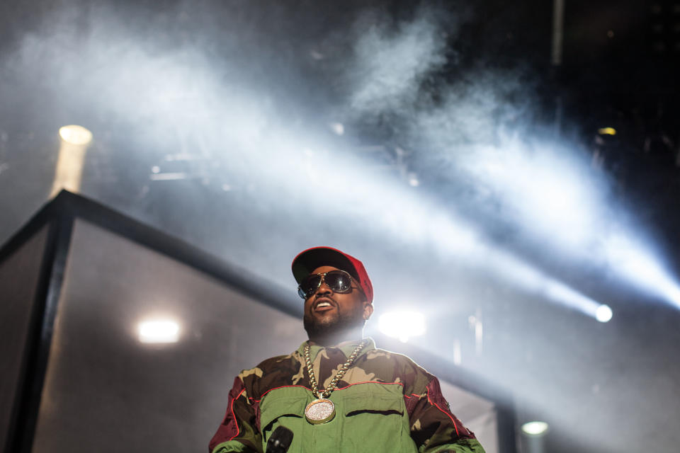 Big Boi of Outkast performs at Counterpoint 2014 Sunday, April 27, 2014, in Rome, Ga. (AP Photo/Branden Camp)