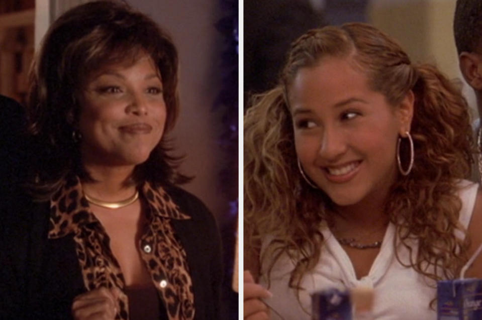 Lynn Whitfield as Dorothea smiles at Galleria, Adrienne Bailon-Houghton as Chanel smiles during lunch at school