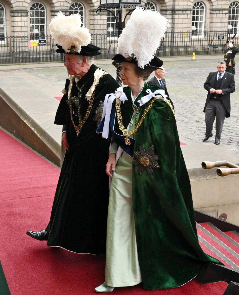 Prince Charles, Prince of Wales and Princess Anne, Princess Royal, attend the Thistle Service at St Giles’ Cathedral