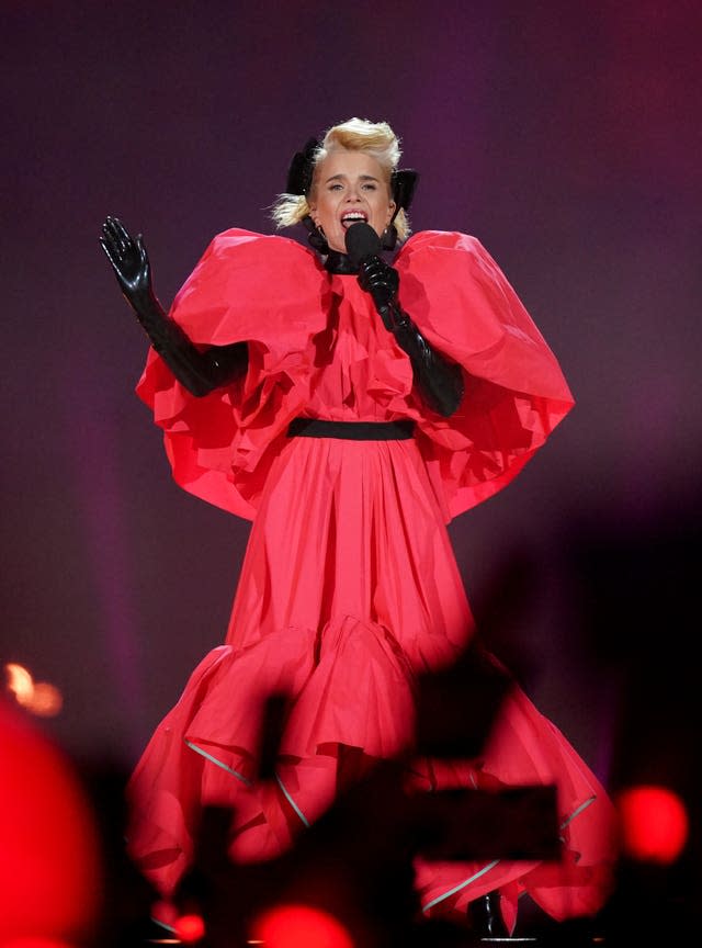 Paloma Faith perform Lullaby at the Coronation Concert at Windsor Castle as light displays were held in cities around the country (Yui Mok/PA)