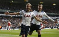 Britain Football Soccer - Tottenham Hotspur v Arsenal - Premier League - White Hart Lane - 30/4/17 Tottenham's Harry Kane celebrates scoring their second goal with Dele Alli Action Images via Reuters / Paul Childs Livepic