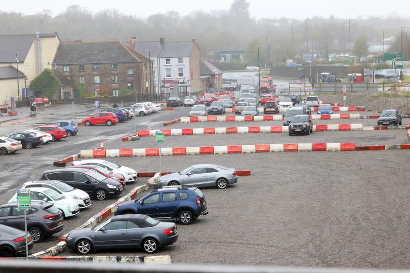 The planned site for the Haverfordwest transport hub, Pembrokeshire, which is still a car park