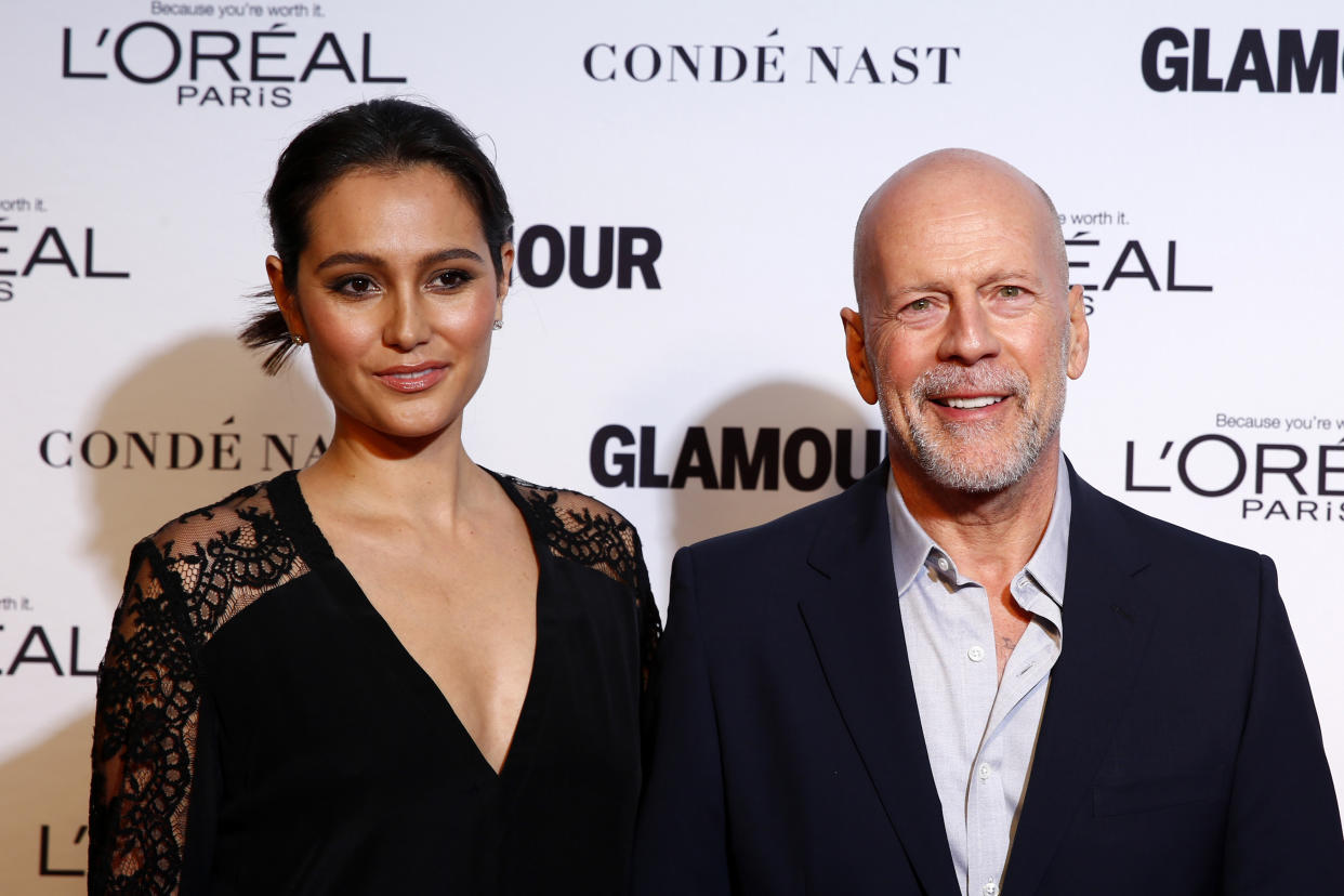 Bruce Willis arrives with his wife, Emma Heming Willis, in 2014. 