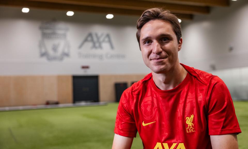 <span>Federico Chiesa has the chance to move out of the shadow of his famous father, Enrico, with his surprising move to Liverpool.</span><span>Photograph: Nikki Dyer/LFC/Liverpool FC/Getty Images</span>