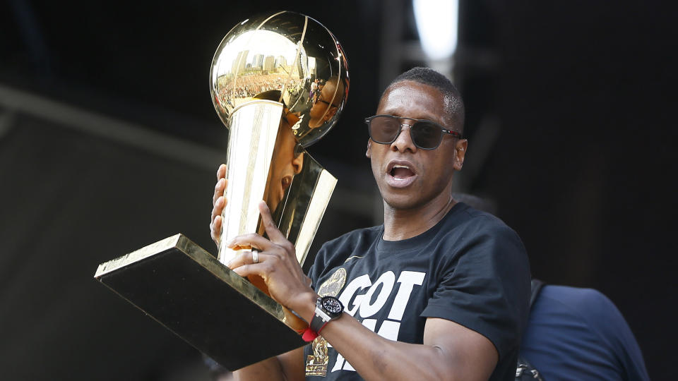 Toronto Raptors president of basketball operations Masai Ujiri brought the Larry O'Brien Trophy to his parents in Nigeria. (John E. Sokolowski-USA TODAY Sports)