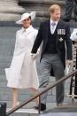 <p>In their much-anticipated return to the UK, Meghan Markle and Prince Harry only made one public appearance during the four days of festivities, choosing to attend the <a href="https://www.townandcountrymag.com/style/fashion-trends/a40157070/meghan-markle-white-coat-dress-hat-thanksgiving-service-photos/" rel="nofollow noopener" target="_blank" data-ylk="slk:National Service of Thanksgiving at St. Paul's;elm:context_link;itc:0;sec:content-canvas" class="link ">National Service of Thanksgiving at St. Paul's</a>. The two <a href="https://www.townandcountrymag.com/society/tradition/a40176762/meghan-markle-prince-harry-trooping-the-colour-2022-photos/" rel="nofollow noopener" target="_blank" data-ylk="slk:watched Trooping the Colour from the Major General’s Office;elm:context_link;itc:0;sec:content-canvas" class="link ">watched Trooping the Colour from the Major General’s Office</a> with other non-working members of the British royal family.</p><p><a class="link " href="https://www.townandcountrymag.com/society/tradition/a40206140/queen-elizabeth-platinum-jubilee-10-biggest-moments-photos/" rel="nofollow noopener" target="_blank" data-ylk="slk:The 10 biggest moments of Queen Elizabeth's Platinum Jubilee weekend;elm:context_link;itc:0;sec:content-canvas">The 10 biggest moments of Queen Elizabeth's Platinum Jubilee weekend</a></p>