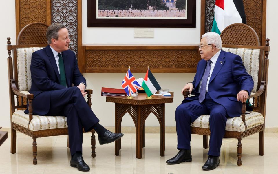 David Cameron meets with Palestinian President Mahmoud Abbas for a bilateral meeting in Ramallah