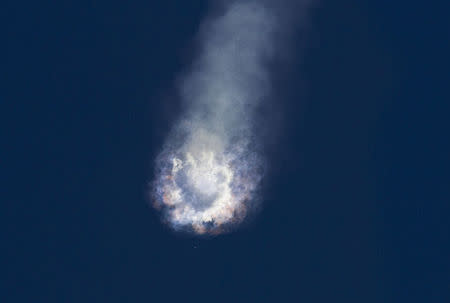 An unmanned SpaceX Falcon 9 rocket explodes after liftoff from Cape Canaveral, Florida, June 28, 2015. REUTERS/Mike Brown